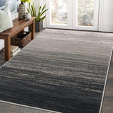 Garvee Modern 9x12 Geometric Abstract Rug - Black - Low Pile - Non-Slip Jute Backing - Polypropylene - Living Room, Bedroom, Dining Room, Nursery - Gray