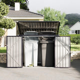 Garvee 3x6ft Metal Outdoor Storage Shed for 2 Trash Cans, Garbage Bin Storage with Chain Lid, Durable Garden, Backyard & Patio Shed - Grey