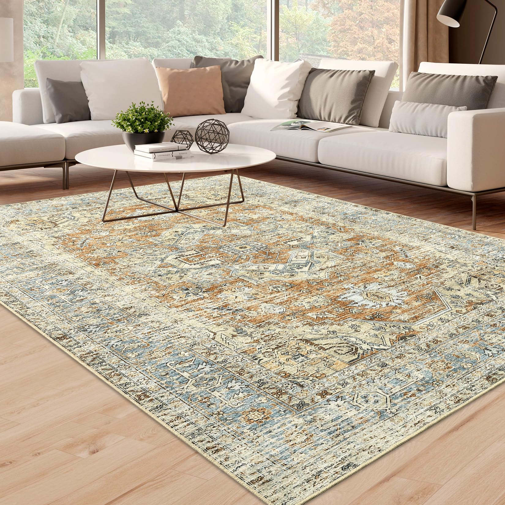 GARVEE 6x9 Washable Boho Rug - Soft, Non-Slip, Stain-Resistant
