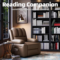 Garvee 22" Massage Recliner Chair for Adults, Lounge Recliner with Vibrating Massage, PU Leather Recliner with Cup Holders and Side Pockets, for Living Room, Bedroom, and Nursery, Tan