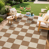 Garvee Easy Jute Area Rugs 6x9 Non-Slip Checkered Rugs for Indoor Outdoor Living Room Brown - Coffee-Checkerboard-1