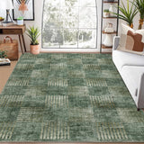 Garvee Sage Green 10x13 Area Rug Extra Large Machine Washable Rug for Living Room Plaid Checkered Accent Rug Stain Resistant Non-Slip Modern Abstract Floor Cover Carpet for Home Decor - Sage Green