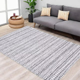 Garvee Boho Machine Washable Area Rug Blue Small Rug Geometric Farmhouse Rug Mat Stain Resistant Non-Slip Area Rug Mat for Living Room Bedroom, 3' x 5' - Grey / 8' x 10' - Gray