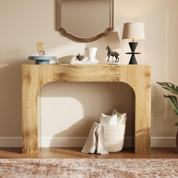 Garvee 47" Farmhouse Console Table Slim Wood Sofa Side Table Narrow Rustic Foyer Furniture for Living Rooms Hallways Apartments, Oak