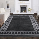 Garvee Washable Rugs 8x10 Black Modern Area Rug for Living Room Bedroom Dining Room, Soft Non Shedding Stain Resistant Carpet - Black
