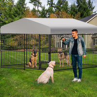 Garvee Large Outdoor Dog Kennel, Heavy Duty Dog Cage with Roof, Dog Kennel Galvanized Iron Dog House with Safety Locks, UV & Water Resistant Proof Cover, for Garden Backyard(10x10x6ft)