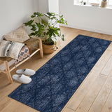 Garvee Bedroom Rug Washable Area Rug Non Slip Low Pile Boho Floral Small Carpet for Bedroom Bedside Soft Paisley Design - Blue
