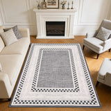 Garvee Area Rug 9x12, No Slip Washable Checkered Pattern Rug for Living Room Bedroom Dining Room, Grey - Gray