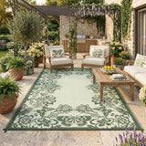 Garvee Outdoor Rugs 8'x10' Waterproof Reversible Plastic Straw Rug for Patio Camping Picnic, Butterfly Floral Design, Sage Green - Sage Green