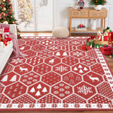 Garvee Christmas Washable Rug 8x10 Rug for Living Room Non Slip Soft Non Shedding Throw Rugs Large Area Rug for Bedroom Decor Stain Resistant Carpet for Dining Room Geometric|Red 8'x10' - Geometric|red