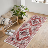 Garvee Persian Red 2x6 Machine Washable Vintage Area Rugs With Non Slip Rugs for Living Room Bedroom Traditional Woven Rug Carpet Stain Resistant,Rug Decor Office Boho Rug - Red
