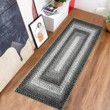 Garvee Bordered Grey 2x10 Long Kitchen Runner Rugs, Hallway Runner Rug Braided Runenr Rug Laundry Runner Rug Boho Rug Modern Geometric Runner Rug Washable Rug for Entryway Living Room Bedroom - Gray