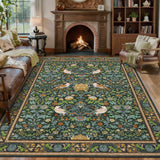 Garvee Large Living Room Area Rug 8x10 Green - Machine Washable Floral Boho Non Slip Low Pile Carpet for Bedroom Nursery Classroom Dorm - Green