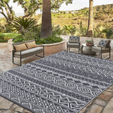 Garvee Outdoor 6x9 Boho Rug, Reversible Waterproof PP Plastic Carpet for Patio, Camping & RV | Easy Clean Portable, Gray & White - Gray & White