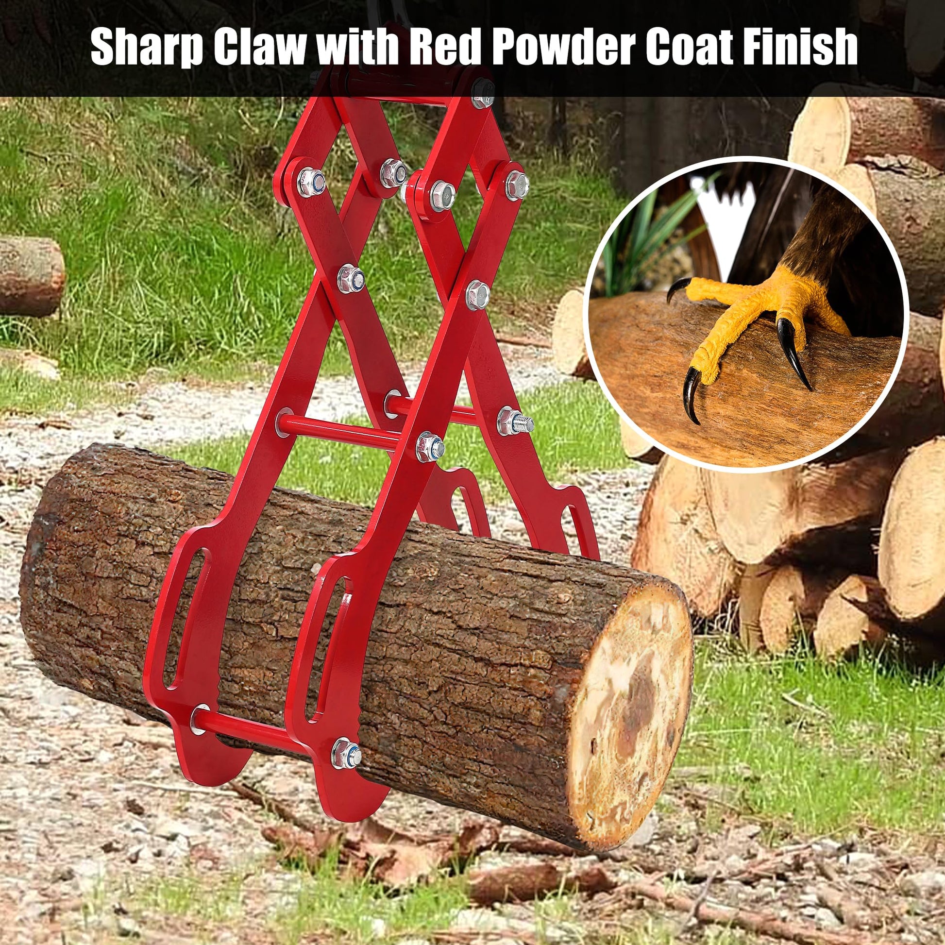 Log Lifting Tongs,4 Claw Timber Heavy Duty Solid Steel,Tractor Grapple,Wooden Tongs,Swivel Dragging Steel Tongs Log Lifting,Lumber Skidding Tongs Logging Grabber