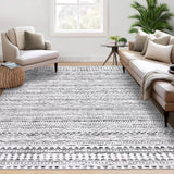 Garvee Washable Area Rug 3x5 Entryway Rug Washable Mat Grey Rug Low Pile Non-Shedding Farmhouse Neutral Rug Indoor Soft Non Slip Carpet for Living Room Bedroom Dining Room Home Office Grey - Gray