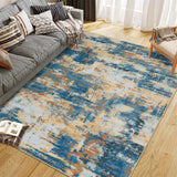 Garvee Area Rug Washable Non-Shedding Abstract Rug Soft Non-Slip for Living Room Dining Room Indoor Playroom Golden Blue 10x13Ft - Golden Blue