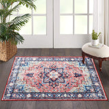 Garvee Boho Vintage Medallion Area Rug - 2x3 Washable Floral Print Rug, Easy-Cleaning, Low-Pile, Non-Shedding, Non-Slip Soft Accent Carpet for Dining Room, Home Office, Bedroom, Entryway - Red
