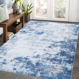 Garvee Living Room Rug Blue 4x6 Rug Washable Rug for Bedroom Modern Rug Non Slip Large Area Rug Abstract Soft Throw Rugs Low Pile Stain Resistant Carpet for Office Nursery Dining Room - Blue