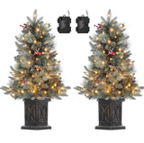 Garvee 2PCS Premium Artificial Christmas Tree with 78 Warm White LEDs - Battery Operated Artificial Christmas Tree with 8 Adjustable Modes, Christmas Tree with Density Branches - Brown Base-8 Light Modes-1 Pack