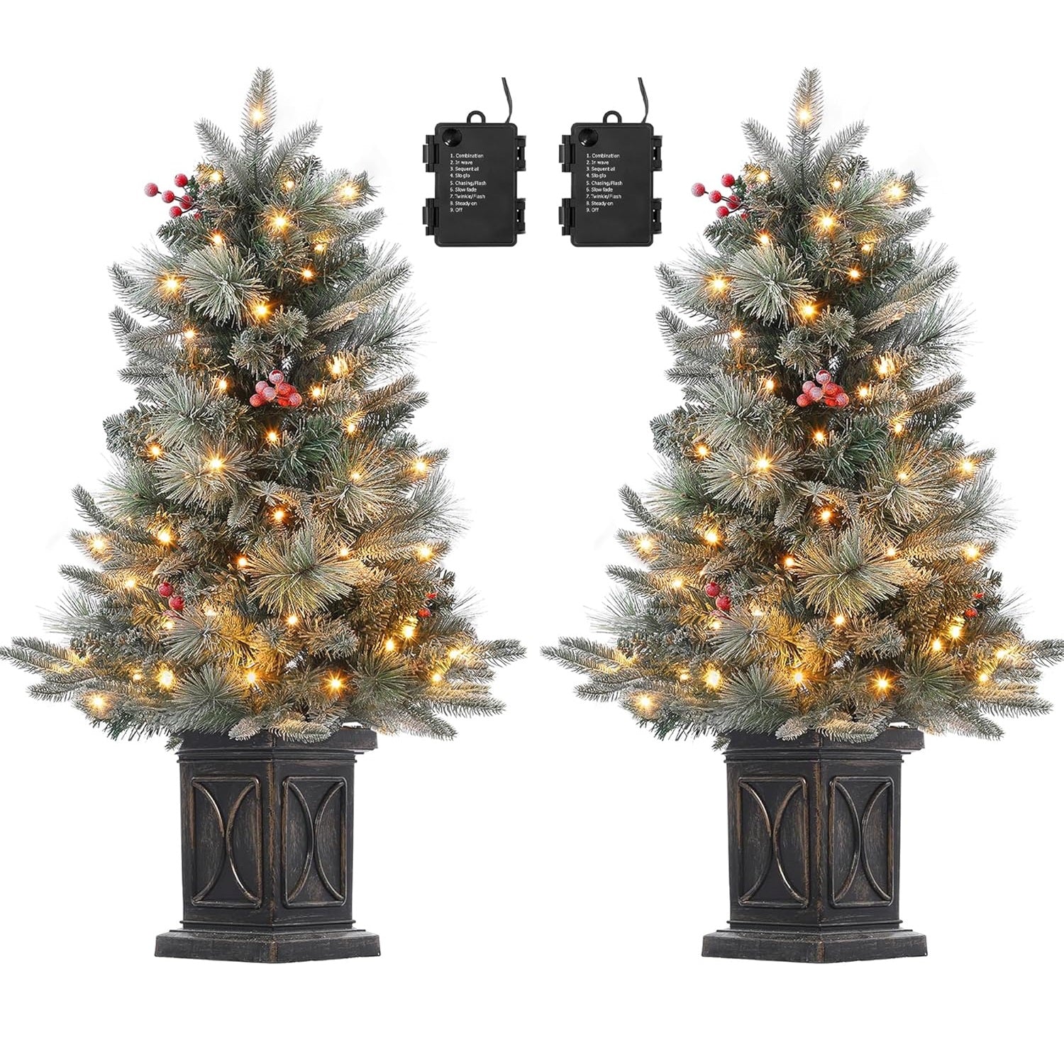 Garvee 2PCS Premium Artificial Christmas Tree with 78 Warm White LEDs - Battery Operated Artificial Christmas Tree with 8 Adjustable Modes, Christmas Tree with Density Branches