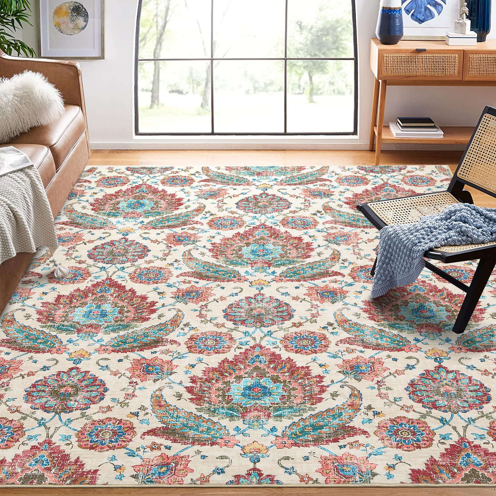 GARVEE Vintage Paisley Print Area Rug - Soft, Durable, and Washable