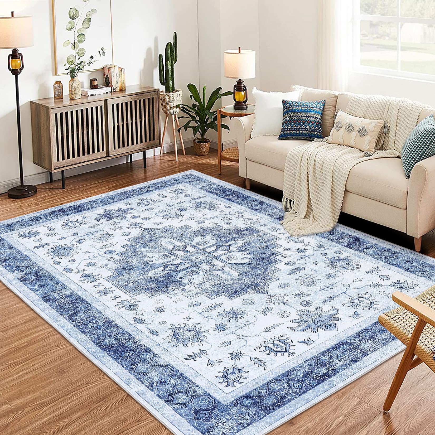 Jvil GARVEE Large Machine Washable Area Rug - Soft, Stain Resistant, Non-Slip