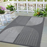 Garvee Outdoor Grey & White 9x12 Large Reversible Rug, Waterproof Plastic Straw Mat Lightweight Portable for Patio RV Beach Camping Picnic - Gray & White
