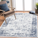 Garvee Area Rug 4x6 Rugs for Living Room Non Slip Washable Rug Low Pile Vintage Distressed Rug Stain Resistant Carpet Rug for Playroom Dining Room Dorm Room, Blue - Blue