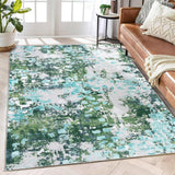 Garvee Modern Abstract Area Rug Green Multi 8x10 Colorful Living Room Rug Soft Throw Rug Washable Rug Rainbow Non Slip Indoor Floor Carpet for Office Nursery - Green Multi