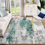 Garvee Large Modern Abstract Area Rug, 8x10 Machine Washable Non Slip Rug Low Pile Thin Rug Soft Non Shedding Floor Carpet, Stain Resistant Rug for Living Room, Bedroom, Dining Room, Green Yellow - Green/Yellow