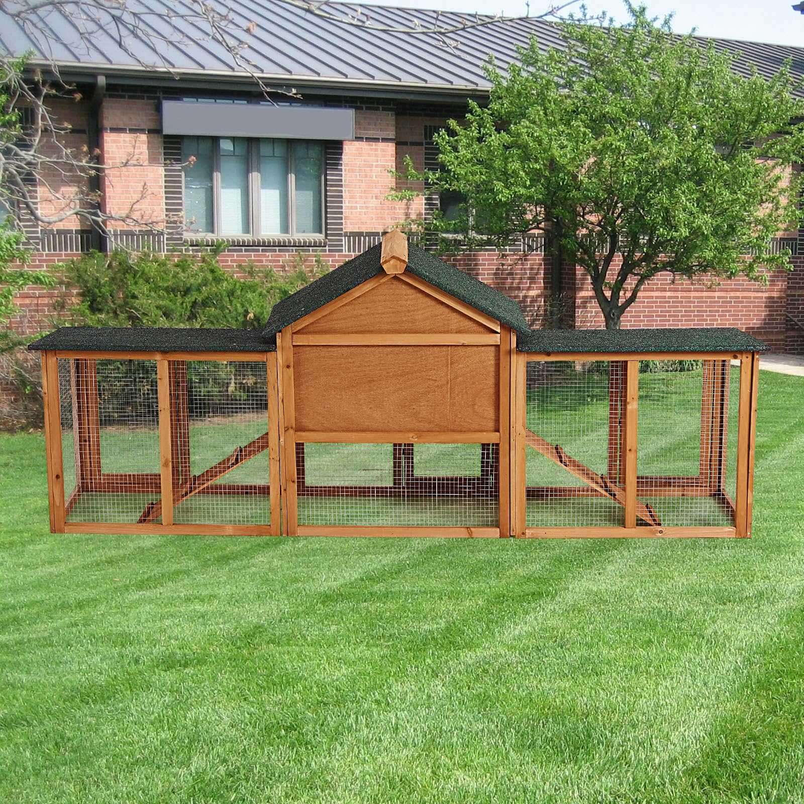 Rabbit Hutch 80in with Double Side Runs for Chickens | Garvee
