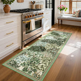 Garvee Forest Runner Rug Beige Green Washable 2x6 Botanical Non Slip Stain Resistant Woodland Runner for Kitchen Entryway Bedroom - Beige Green