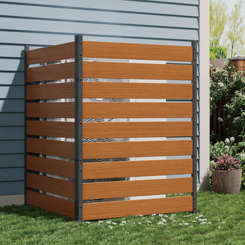 Garvee Outdoor Privacy Screen, 2-Panel Natural Cedar Wood Fence, 49 in H x 38 in W per Panel, No-Dig Enclosure for AC Units, Trash Cans, Patios & Pools