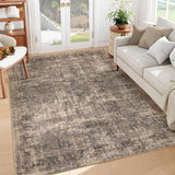 Garvee Area Rug Large Living Room Rug 9x12 Machine Washable Floor Carpet, Non-Slip Vintage Distressed Area Rug, Low Pile Soft Accent Rug for Under Dining Table, Bedroom, Nursery Room - Red Brown
