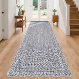 Garvee Imitation Braided Collection-Print 2x8 Runners Non Slip Washable Kitchen Rugs Farmhouse Area Rug Soft Low Pile Indoor Carpet Runners Entryways Living Room - Light Gray