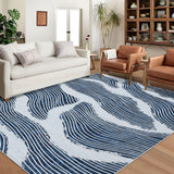 Garvee 8×10 Area Rug Washable Area Rugs Abstract Rugs Modern Rugs for Living Room Bedroom Easy-Cleaning Rug for Kitchen Contemporary Rug Foldable Rug Non-Slip Carpetfor Apartment Office,Blue - Blue