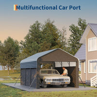 Garvee 10' X 15' Enclosed Metal Carport, Steel Heavy Duty Carport for All-Weather, Permanent Shelter for Cars, Motorcycles, ATV, or Boats, N.W. 660 Lbs