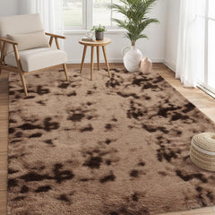 Garvee Fluffy Area Rugs 6x9, Furry Shag Fur Rug for Bedroom & Living Room, Tie-Dyed Plush Non-Skid Carpet, Soft Polyester, High-Density, Cozy Indoor Floor Accent - Tie-Dyed Coffee