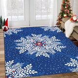 Garvee Christmas Snowflake Area Rug 5x7 Washable Non-Slip Soft Low Pile Blue for Living Room Bedroom Kitchen - Blue