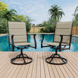 Garvee Outdoor Swivel Dining Chairs Set of 2 - Padded Textilene Breathable Back, Swivel Patio Sling Chairs for Poolside, Lawn & Garden, Gold - Gold