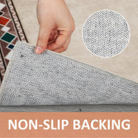 Garvee Bordered Beige 8x10 Rug Washable Stainproof Non-Slip Carpet Minimalist Floor Mat for Living Room, Bedroom, Farmhouse