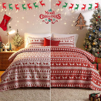 Garvee Christmas Quilt Set King Size - Boho Reversible Bedspread Coverlet Set with Christmas Tree Reindeer Snowflakes Printed Pattern, Soft Lightweight Bohemian Quilt Bedding Cover Set King