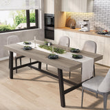 Garvee Industrial Dining Table for 6-8 People, Large Wooden Kitchen Table with Sturdy Metal Frame, Grey Walnut, 78.7" x 35.4" x 30" - Grey Walnut