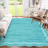 Garvee Scalloped Rug Modern Solid Living Room Carpet 5x7 Teal Non-Slip Machine Washable Low Pile - Teal
