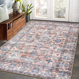Garvee 8x10 Rug for Bedroom Machine Washable Rug Non Slip Oriental Rug Boho Floor Mats Throw Rugs for Dining Room Stain Resistant Large Area Rug for Living Room Classroom Office Rug 8'x10' Grey/Blush - Pink