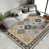 Garvee 5x7 Rug Washable Rugs for Living Room Distressed Vintage Trellis Area Rug for Bedroom Oriental Tribal Office Carpet Low Pile Neutral Soft Nursery Rug Non Slip Farmhouse Floor Cover Camel - Camel Yellow