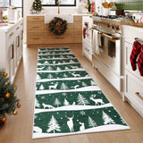 Garvee Green 2x6 Runner Rug Washable Christmas-Themed Indoor Non Slip Carpet for Kitchen Entryway Living Room Bedroom - Green