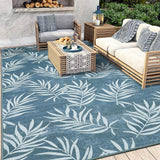 Garvee Area Rug 5'x 8' Outdoor Indoor Rug Modern Leaves Pattern Blue Low Pile Non-Shedding High Traffic Rug - Blue
