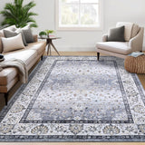 Garvee Washable Rugs 9x12 Rug Non Slip Boho Vintage Soft Grey for Living Room Bedroom Nursery - Ombre|Gray